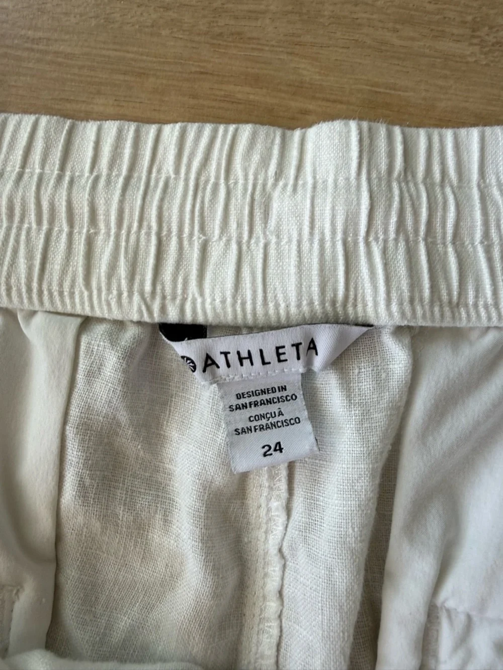 Athleta White Linen Jogger Pants Relaxed Coastal Minimal Elastic Waist 24 - Picture 3 of 6